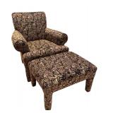 McCreary Modern Armchair and Ottoman Set with Unique Face Design Upholstery