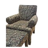 McCreary Modern Armchair and Ottoman Set with Unique Face Design Upholstery