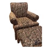 McCreary Modern Armchair and Ottoman Set with Unique Face Design Upholstery