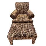 McCreary Modern Armchair and Ottoman Set with Unique Face Design Upholstery