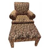 McCreary Modern Armchair and Ottoman Set with Unique Face Design Upholstery