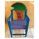 Unique Hand Painted Wooden Chair from Belize