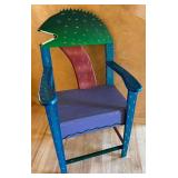 Unique Hand Painted Wooden Chair from Belize