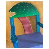 Unique Hand Painted Wooden Chair from Belize