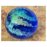 Handcrafted Blue Art Glass Paperweight