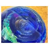 Handcrafted Blue Art Glass Paperweight
