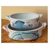 Set of 6 Artisan Holste Pottery Dishes with Floral Designs