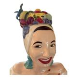 Carmen Miranda Style Fruit Topped Ceramic Cookie Jar