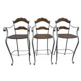 Leather and Metal Bar Stools - Lot of Three
