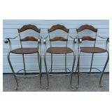 Leather and Metal Bar Stools - Lot of Three