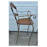 Leather and Metal Bar Stools - Lot of Three