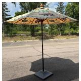 Simply Beautiful Hand Painted Outdoor Umbrella with Stand with Wheels