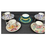 Collection of 5 Vintage Demitasse and Teacups with Saucers