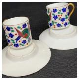 Collection of 5 Vintage Demitasse and Teacups with Saucers