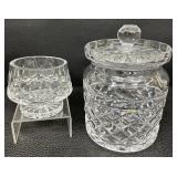 Waterford Crystal Glandore Biscuit Barrel and Lismore Footed Open Sugar Bowl