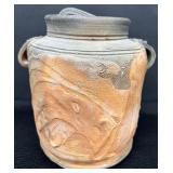 Handcrafted Studio Pottery Lidded Jar with Handles