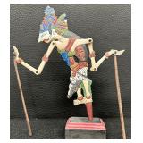 Indonesian Wooden Articulated Puppet Figurine with Stand