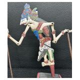 Indonesian Wooden Articulated Puppet Figurine with Stand