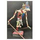Indonesian Wooden Articulated Puppet Figurine with Stand