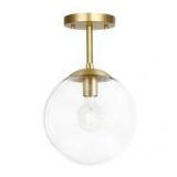 Light Society Zeno 1-Light Clear/Brass Globe Ceiling Light with Glass Shade  Customer Returns See Pictures