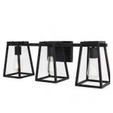 Home Decorators Collection Hazel Heights 24 in. 3-Light Black Rustic Farmhouse Bathroom Vanity Light  Customer Returns See Pictures