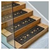Lot of Ottomanson Outdoor Collection Rubberback Black Iron Cutout 10 in. x 30 in. ., Stair Tread Covers (Set of 5)   Customer Returns See Pictures