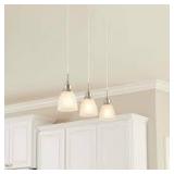 Hampton Bay Riverbrook 1-Light Brushed Nickel Mini Pendant with Frosted White Glass Shade (3-Pack)  Customer Returns See Pictures