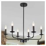 LWYTJO 6-Light Black Rustic Traditional Linear Chandelier for Bedroom with No Bulbs Included   Customer Returns See Pictures