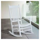 Outsunny Versatile White Wooden Indoor/Outdoor High Back Slat Rocking Chair  Customer Returns See Pictures
