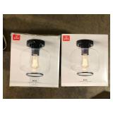 Lot of Globe Electric 8 in. 1-Light Matte Black Flush Mount Ceiling Light with Clear Glass Shade Customer Returns See Pictures
