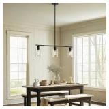 YANSUN 3-Light Black Industrial Modern Linear Kitchen Island Pendant with Clear Glass Shades for Dining Table Customer Returns See Pictures
