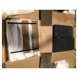 Lumisource Kari Black Faux Leather, Brown Wood and Black Metal Arm Chair   Customer Returns See Pictures