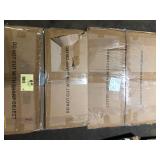 Lumisource Kari Black Faux Leather, Brown Wood and Black Metal Arm Chair   Customer Returns See Pictures