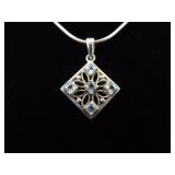 .925 Sterling Silver Topaz Pendant Necklace