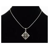 .925 Sterling Silver Topaz Pendant Necklace