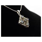 .925 Sterling Silver Topaz Pendant Necklace