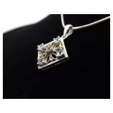 .925 Sterling Silver Topaz Pendant Necklace