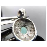 .925 Sterling Silver Turquoise Howlite Pendant Necklace