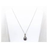 .925 Sterling Silver Art Nouveau Amethyst Pendant Necklace