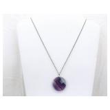 .925 Sterling Silver Amethyst Pendant Necklace