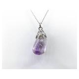 .925 Sterling Silver Amethyst Pendant Necklace