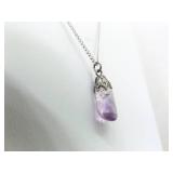 .925 Sterling Silver Amethyst Pendant Necklace