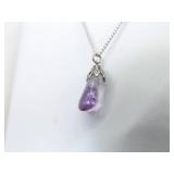 .925 Sterling Silver Amethyst Pendant Necklace