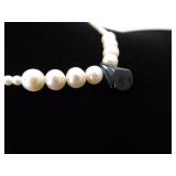 .925 Sterling Silver Authentic Pearl and Onyx Pendant Necklace