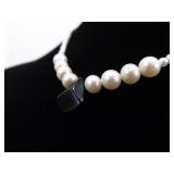 .925 Sterling Silver Authentic Pearl and Onyx Pendant Necklace