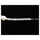 .925 Sterling Silver Authentic Pearl and Onyx Pendant Necklace