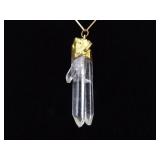 .925 Sterling Silver Healing Crystal Vermeil Pendant Necklace