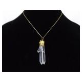 .925 Sterling Silver Healing Crystal Vermeil Pendant Necklace