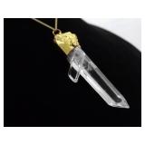 .925 Sterling Silver Healing Crystal Vermeil Pendant Necklace