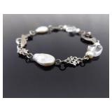 .925 Sterling Silver Baroque Pearl Bracelet